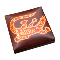 Гаманець шкіряний на кнопці Ящірка Бордовий