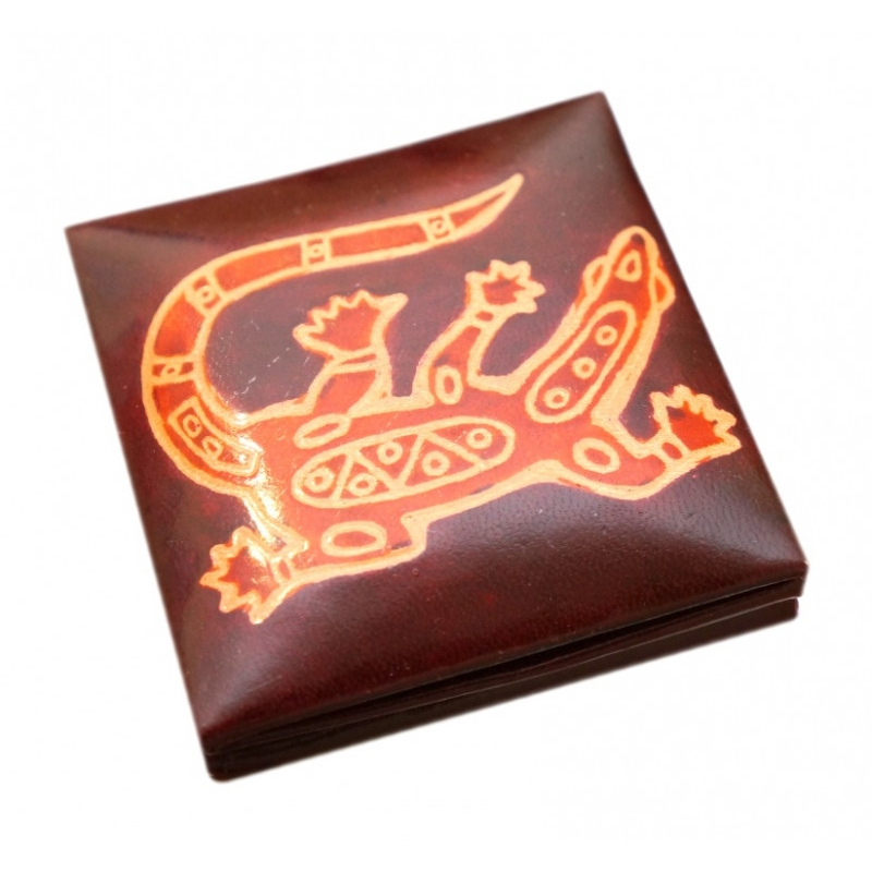 Гаманець шкіряний на кнопці Ящірка Бордовий