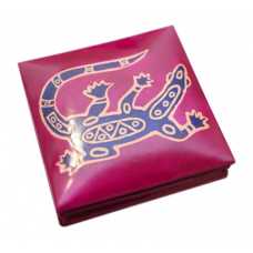 Гаманець шкіряний на кнопці Ящірка Малиновий