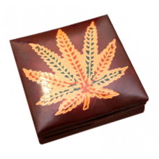 Гаманець шкіряний на кнопці Канабіс Бордовий