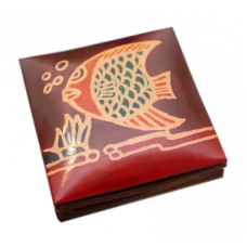 Гаманець шкіряний на кнопці Рибка Бордовий