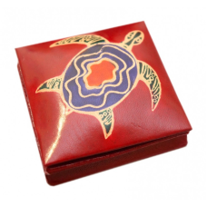 Гаманець шкіряний на кнопці Водяна черепаха Червоний