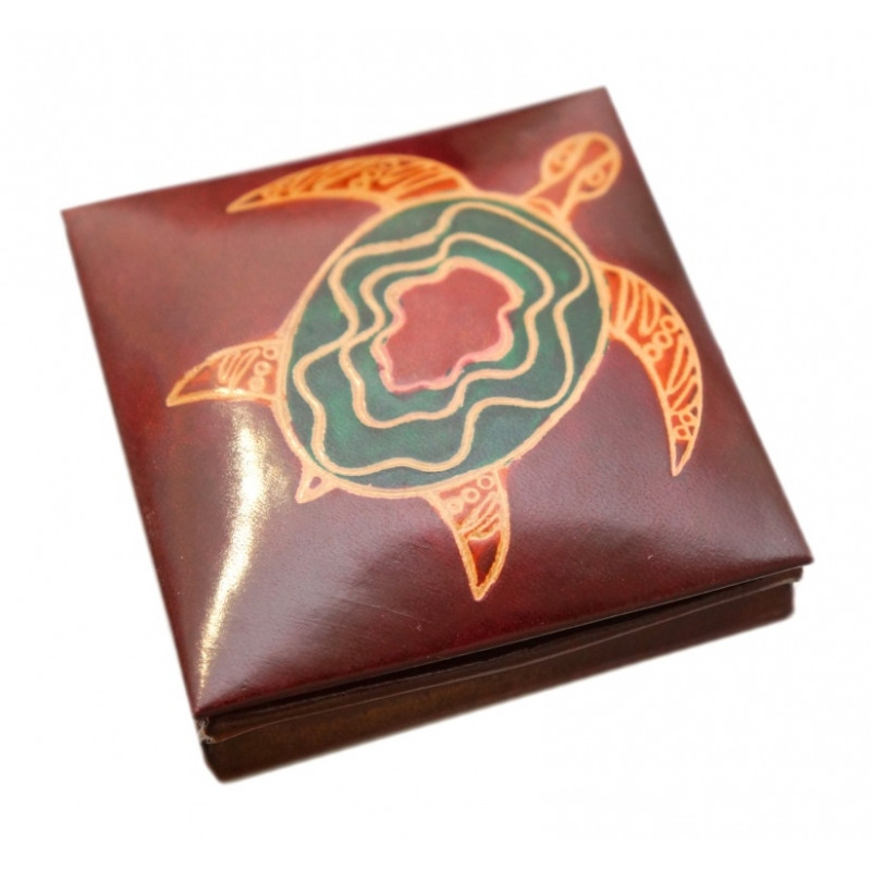 Гаманець шкіряний на кнопці Водяна черепаха Бордовий