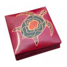 Гаманець шкіряний на кнопці Водяна черепаха Малиновий