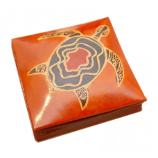 Гаманець шкіряний на кнопці Водяна черепаха Помаранчевий