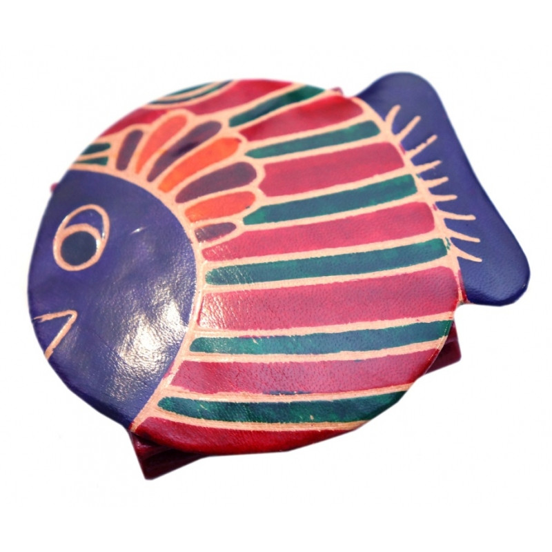 Гаманець шкіряний на кнопці ZOO Рибка Червоний