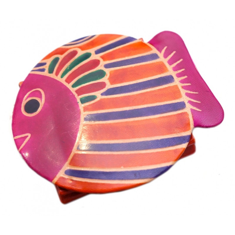 Гаманець шкіряний на кнопці ZOO Рибка Помаранчевий