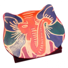 Гаманець шкіряний на кнопці ZOO Слон Червоний