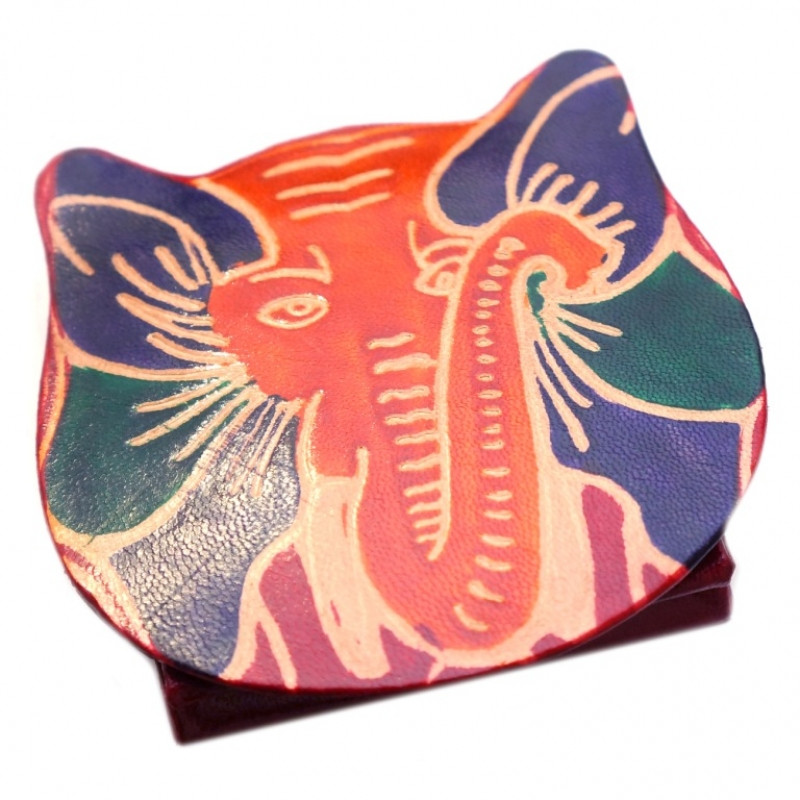 Гаманець шкіряний на кнопці ZOO Слон Червоний