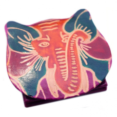 Гаманець шкіряний на кнопці ZOO Слон Малиновий