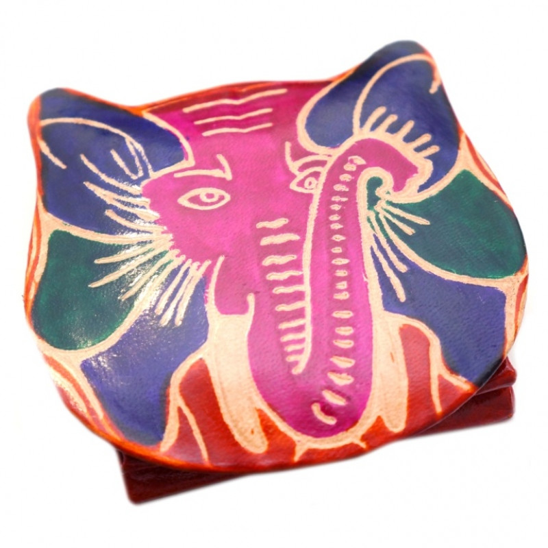 Гаманець шкіряний на кнопці ZOO Слон Помаранчевий