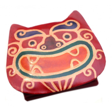 Гаманець шкіряний на кнопці ZOO Тигр Червоний