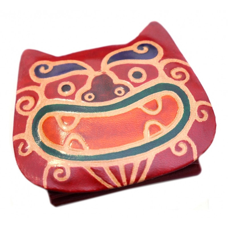 Гаманець шкіряний на кнопці ZOO Тигр Червоний