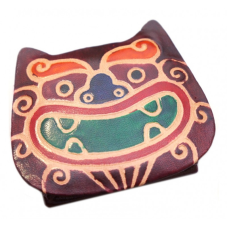 Гаманець шкіряний на кнопці ZOO Тигр Бордовий