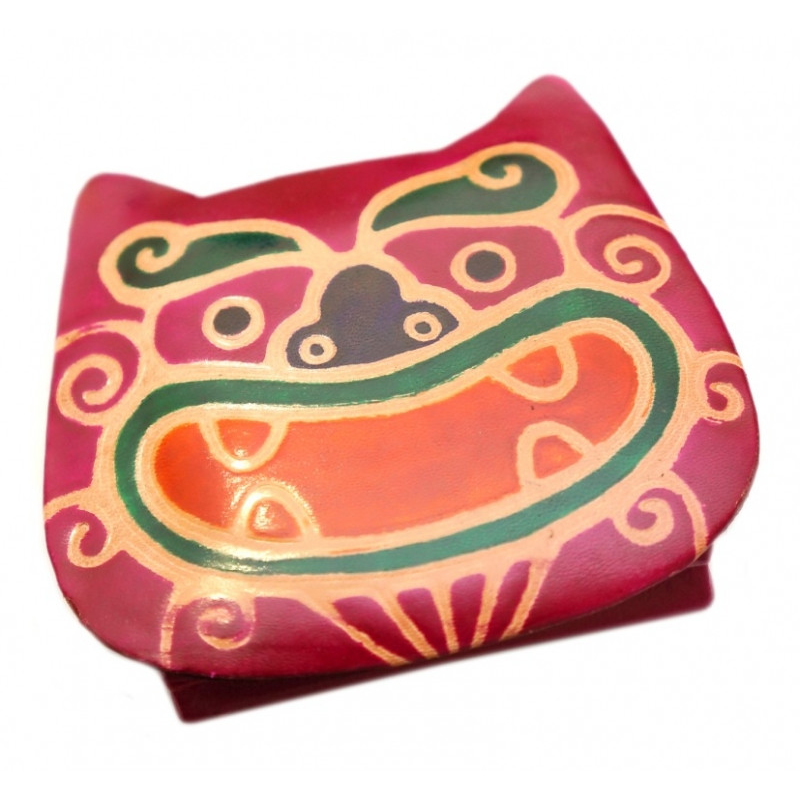 Гаманець шкіряний на кнопці ZOO Тигр Малиновий