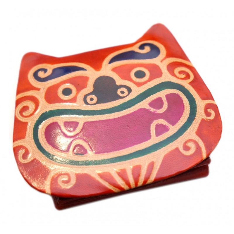 Гаманець шкіряний на кнопці ZOO Тигр Помаранчевий