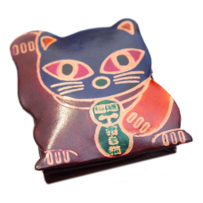 Гаманець шкіряний на кнопці ZOO Манеки Неко Бордовий