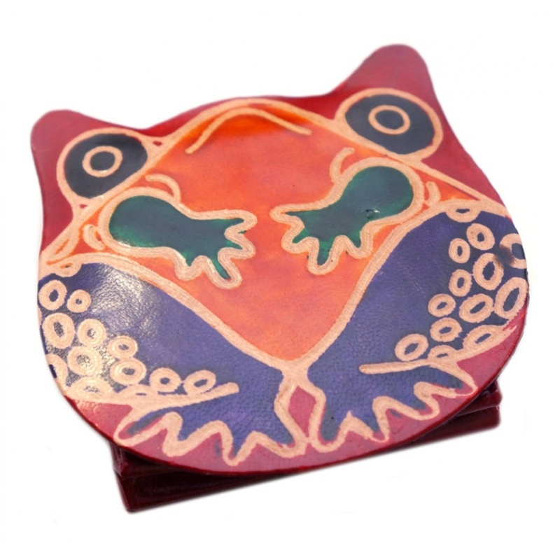 Гаманець шкіряний на кнопці ZOO Жаба Червоний