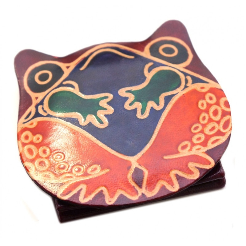 Гаманець шкіряний на кнопці ZOO Жаба Бордовий