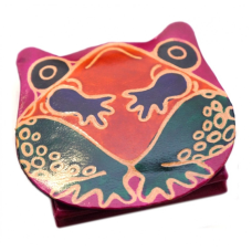 Гаманець шкіряний на кнопці ZOO Жаба Малиновий