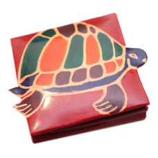 Гаманець шкіряний на кнопці ZOO Черепаха Червоний
