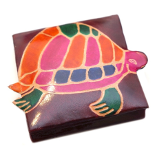 Гаманець шкіряний на кнопці ZOO Черепаха Бордовий