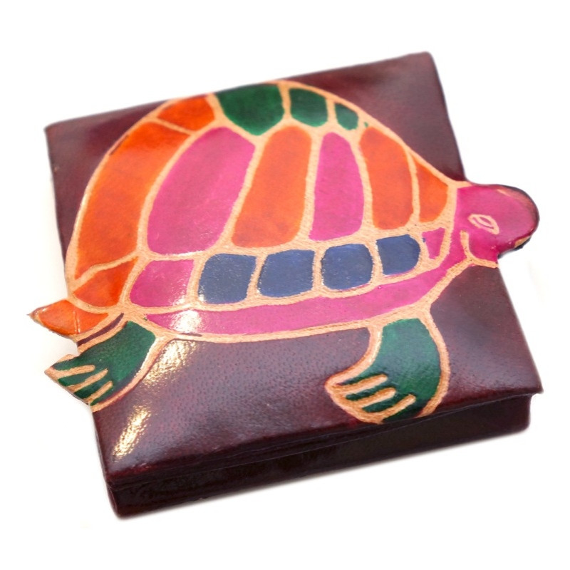 Гаманець шкіряний на кнопці ZOO Черепаха Бордовий