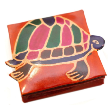 Гаманець шкіряний на кнопці ZOO Черепаха Помаранчевий