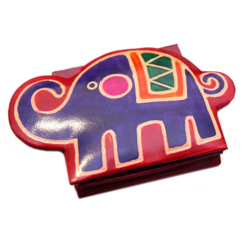 Гаманець шкіряний на кнопці ZOO Слоник Червоний