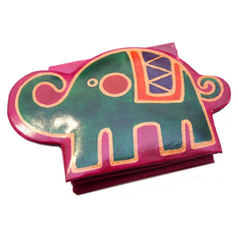 Гаманець шкіряний на кнопці ZOO Слоник Малиновий