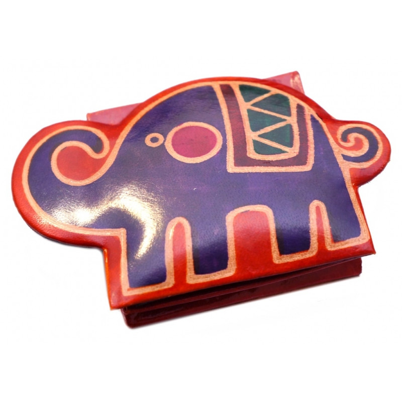 Гаманець шкіряний на кнопці ZOO Слоник Помаранчевий