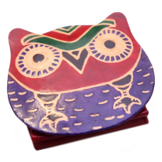 Гаманець шкіряний на кнопці ZOO Сова Червоний