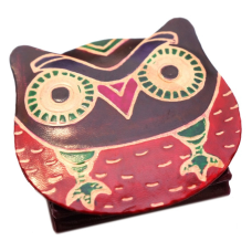 Гаманець шкіряний на кнопці ZOO Сова Бордовий