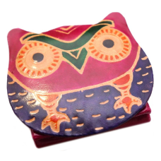 Гаманець шкіряний на кнопці ZOO Сова Малиновий