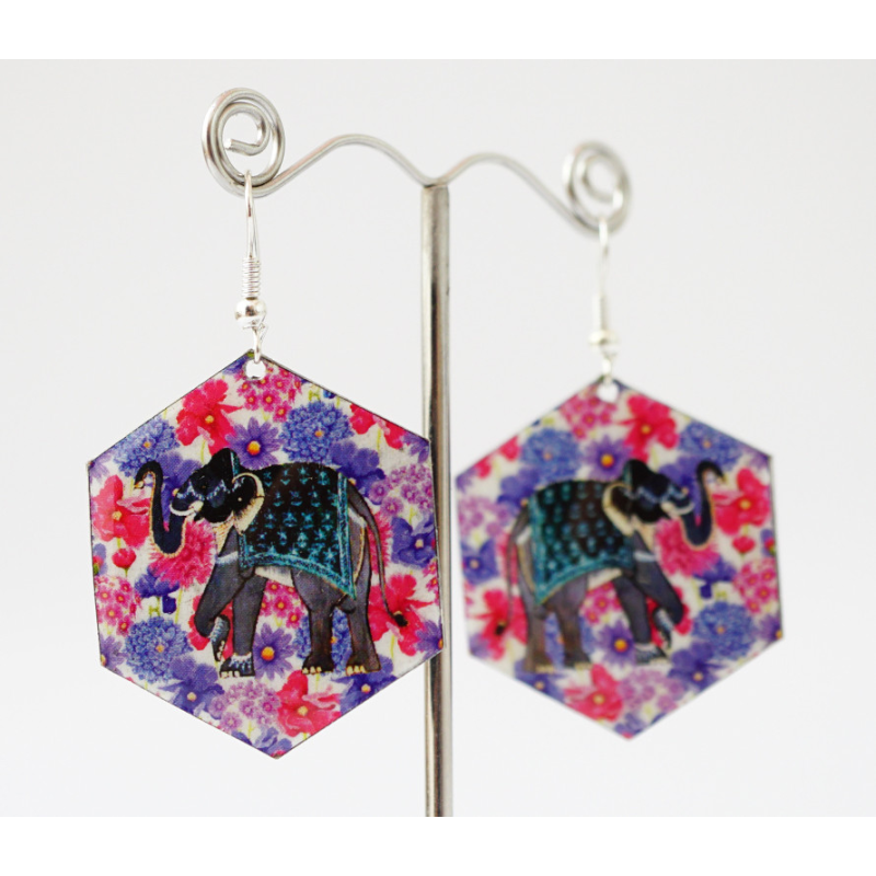 Сережки Хіпі Слонік №1 Шестигранник