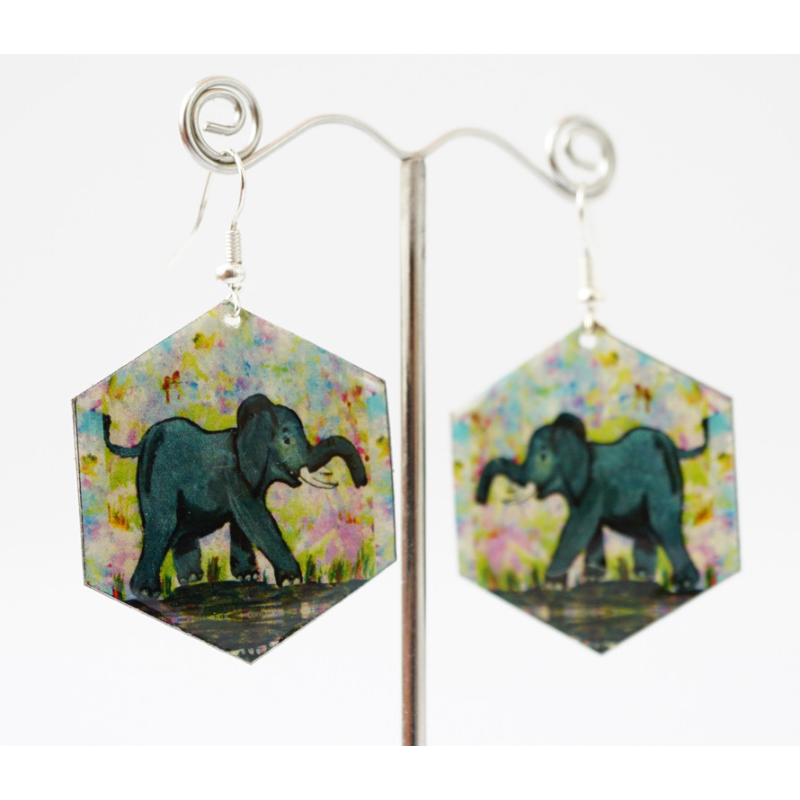 Сережки Хіпі Слонік №2 Шестигранник