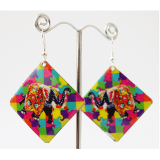 Сережки Хіпі Слонік №3 Квадрат