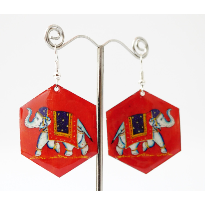 Сережки Хіпі Слонік №4 Шестигранник