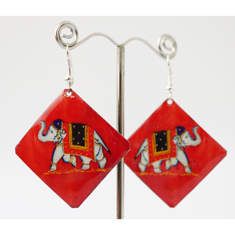 Сережки Хіпі Слонік №4 Квадрат