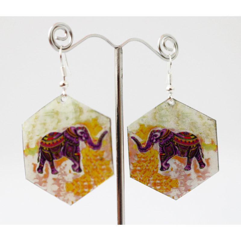 Сережки Хіпі Слонік №5 Шестигранник