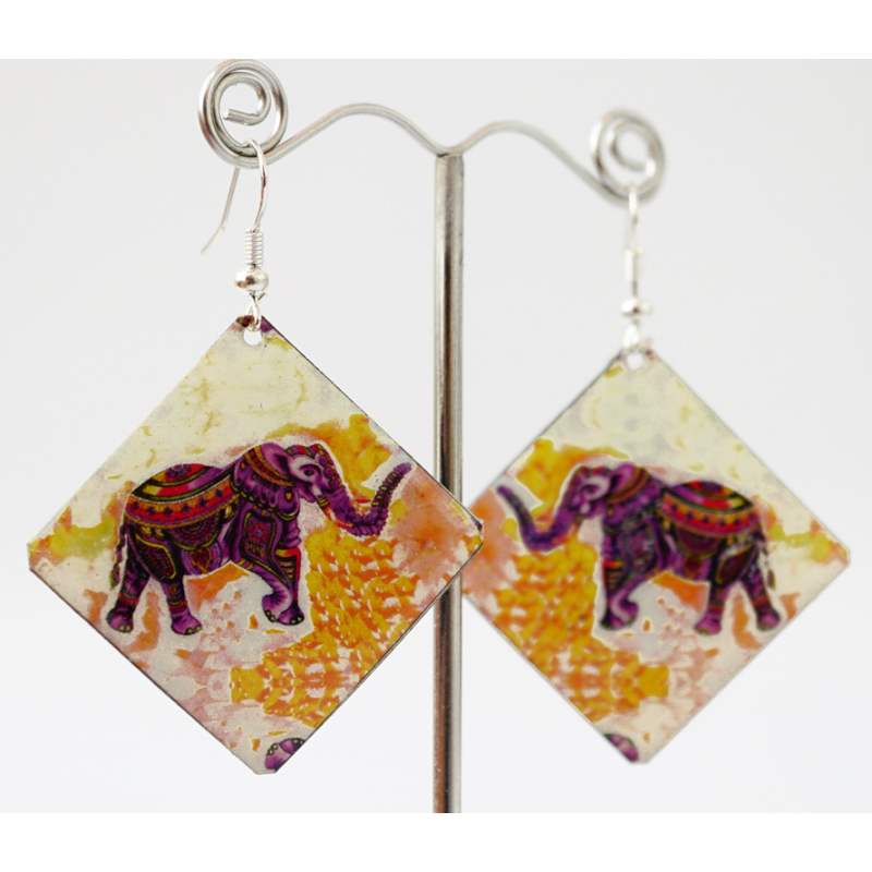 Сережки Хіпі Слонік №5 Квадрат