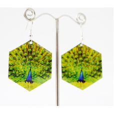 Сережки Хіпі Павич №1 Шестигранник