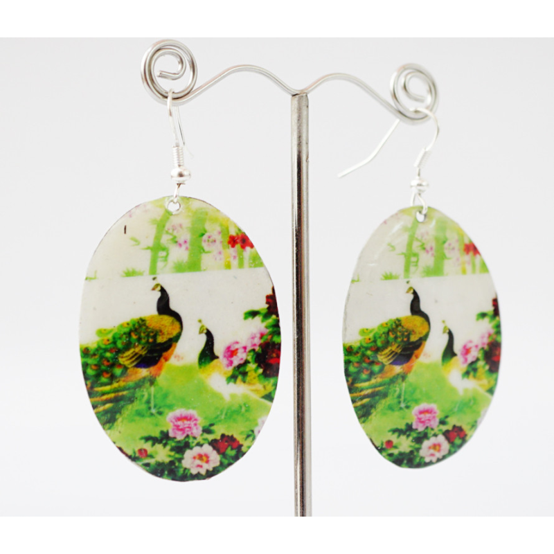 Сережки Хіпі Павич №2 Овал