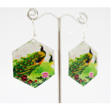 Сережки Хіпі Павич №2 Шестигранник