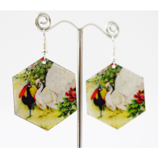 Сережки Хіпі Павич №3 Шестигранник