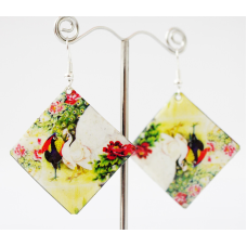 Сережки Хіпі Павич №3 Квадрат