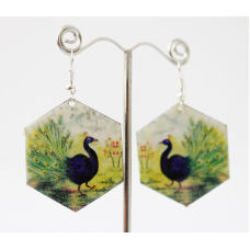 Сережки Хіпі Павич №5 Шестигранник