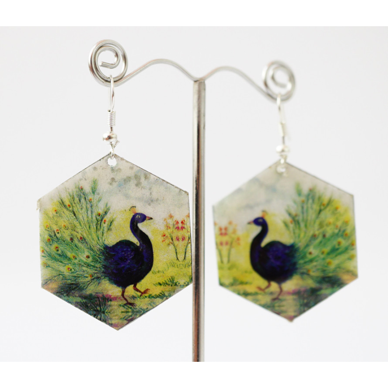 Сережки Хіпі Павич №5 Шестигранник Сережки Хіпі Павич №5 Шестигранник