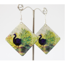 Сережки Хіпі Павич №5 Квадрат