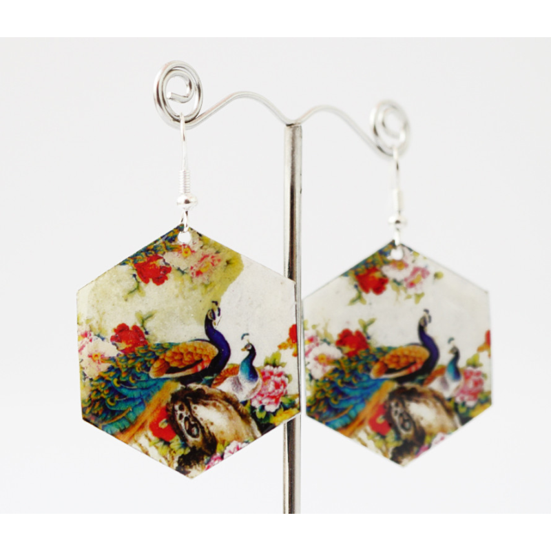 Сережки Хіпі Павич №6 Шестигранник Сережки Хіпі Павич №6 Шестигранник